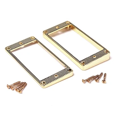 Image of Alnicov 2 Pcs Curved Bottom Humbucker Pickup Ring Set for Epiphone Guitar Accessories,Gold