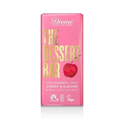Image of Divine Dessert Bar 60% Dark Chocolate Bakewell with Cherry and Almond 180g