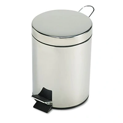 Image of Rubbermaid Commercial Products Small Pedal Bin with Plastic Liner 5.6 Litre Silver FGMST15SSPL