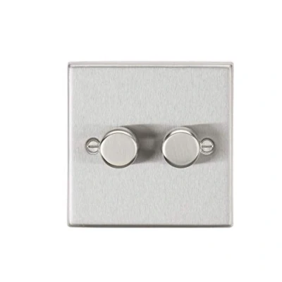 Image of KnightsBridge 2G 2 way 10 200W (5 150W LED) trailing Edge dimmer Square Brushed Chrome