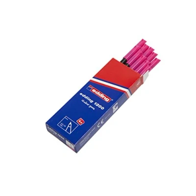 Image of edding 1200 colour pen fine neon pink 10 pens round tip 1 mm felt for drawing and writing school or mandala