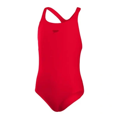 Image of Speedo Junior Girl&#039;s ECO Endurance+ Medalist Swimsuit Chlorine Resistance Recycled Fabric Comfort Fit Swimming Lessons Swim Holiday, Fed Red, 13 14 Years