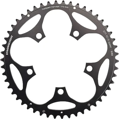 Image of Stronglight Unisex Adult Chainring 07327448 Chainring, Black, 50 Teeth