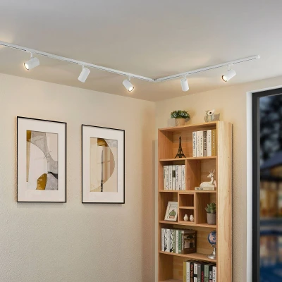 Image of Lindby single circuit track lighting system Linaro, GU10, white, 5 bulb