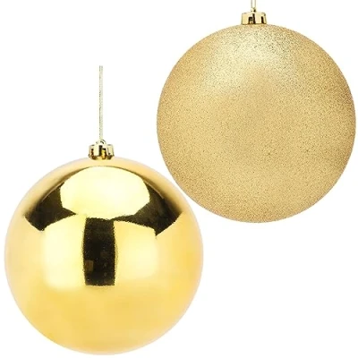 Image of Christmas Concepts® Pack Of 2 200mm Baubles Shiny &amp; Glitter Design Giant (Gold)