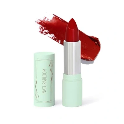 Image of Naturabloom Vegan Lipstick (Poppy) Hydrating Long Lasting Red from Natural Oils, Shea Butter &amp; Coconut Extact, Full Coverage Lip Glossy Color