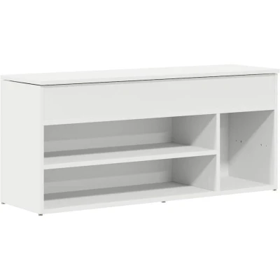 Image of vidaXL Shoe Bench White 102x30.5x45 cm Engineered Wood Cabinet with Storage for Kitchen/Bedroom/Patio