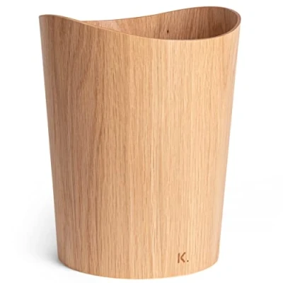Image of Kazai. Real Wood Waste Paper Bin Börje Wooden Basket for Office, Kids&#039; Room, Bedroom and more 9 liters Oak