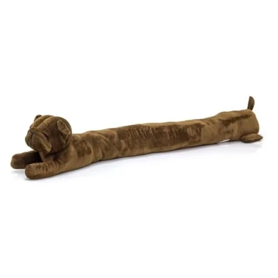 Image of Pug Draught Excluder Plush Fabric Dog Draft Animal Door for Doors Cushion Brown
