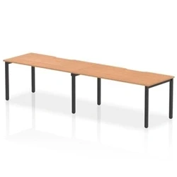 Image of Evolve Plus 1600mm Single Row 2 Person Bench Desk Oak Top Black Frame