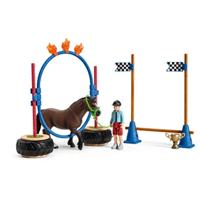 Image of schleich 42482 Pony Agility Rennen, ab 3 Jahren, FARM WORLD Spielset, 22 Teile