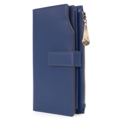 Image of Catwalk Collection Handbags Ladies Large Leather Purse Women&#039;s 20 Credit Card Wallet with Phone &amp; Coin Pocket RFID Stella Blue