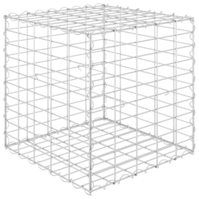 Image of vidaXL Gabion Raised Bed Steel Wire Square, Rustproof Weather Resistant Flower &amp; Plant Holder for Garden/Patio, Easy Assembly, Secure Stylish Border, Size: 50x50x50 cm, Mesh 10x5 Silver