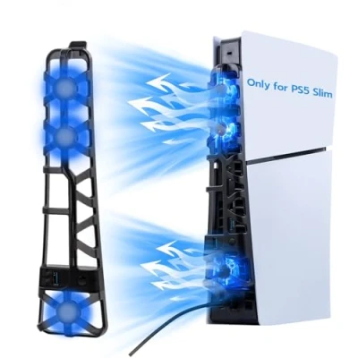Image of Mcbazel PS5 Slim Cooling Fan with RGB Lighting, USB Powered, 3 High Speed Fans, Enhanced Airflow, for PlayStation 5 Console