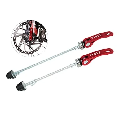 Image of PLATT Bike Wheel Hub Skewers MTB Quick Release Front and Rear Axle Fit for Road Bike,Mountain Bike,BMX (Red,1Pair)