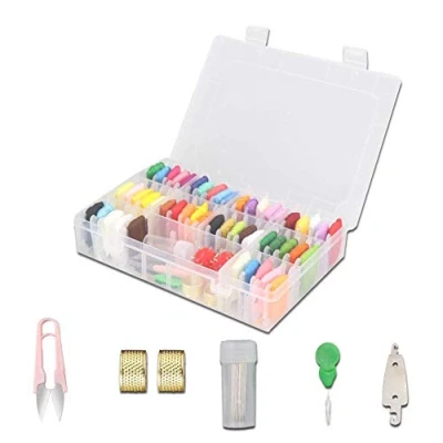 Image of Embroidery Threads kit Sewing Kits with 5 Free Tools Colour Floss Cross Stitch Craft Thread Friendship Bracelets for DIY Crafts (50 Color)
