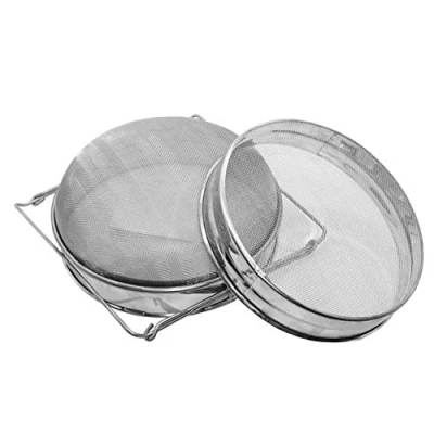 Image of Honey Filter Strainer Double Layers Sieve with Holders Stainless Steel Beekeeping Equipment