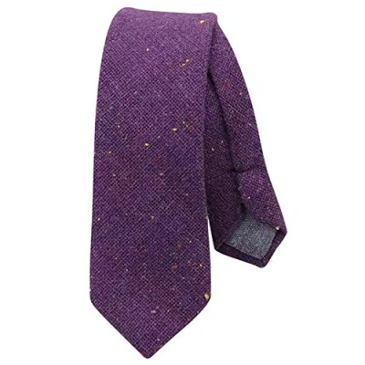 Image of DB Dickie Bow Men&#039;s Luxury Wool Skinny Neck Tie (Purple) suitable for formalwear, office, weddings, parties, grooms &amp; groomsmen outfits