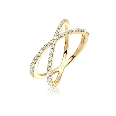 Image of Elli Ring Ladies Wrap X with Cubic Zirconia Crystals in 925 Sterling Silver