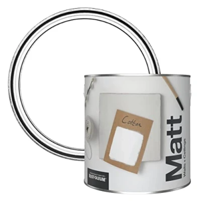 Image of Rust Oleum Colours Matt Emulsion Wall and Ceiling Paint Cotton (White) 2.5L