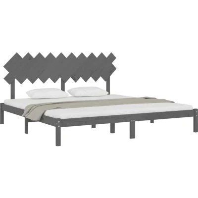 Image of vidaXL Bed Frame without Mattress Grey 200x200 cm Solid Wood
