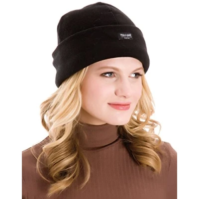 Image of Ladies Black Polar Fleece Thinsulate Hat One Size