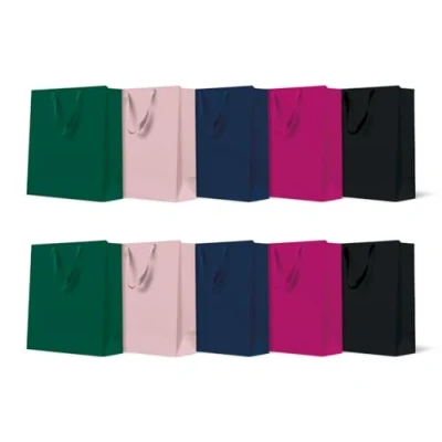 Image of PAW Gift Bags 20 x 25 10 cm Pack of with Fabric Handles Mix 5 Plain Colours Elegant for Birthdays, Weddings, Baby Showers, Parties and Gifts