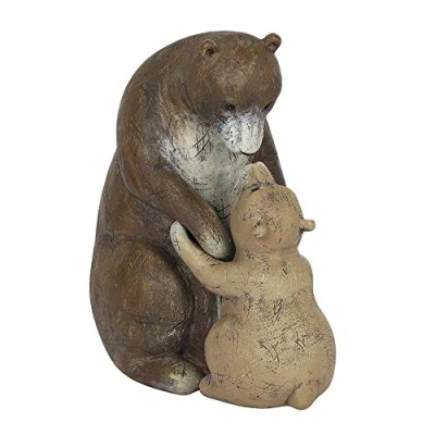 Image of Charming Brown Mother &amp; Baby Bear Hug Ornament 11.5cm x 10cm (1 Pc.) Unique Resin Decor