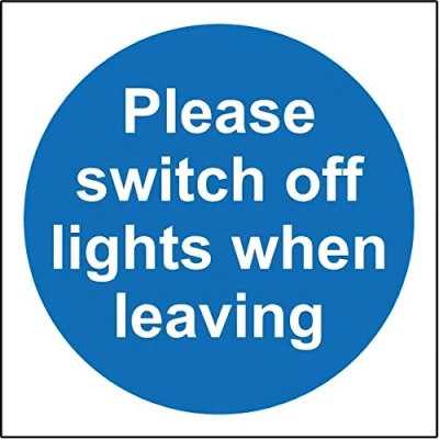 Image of Please switch off lights when leaving safety sign 1.2mm Rigid plastic 100mm x
