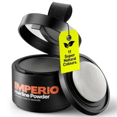 Image of IMPERIO Root Touch up Powder Hair Concealer for Women and Men, Waterproof Make to Cover Roots 4g (Dark Grey)