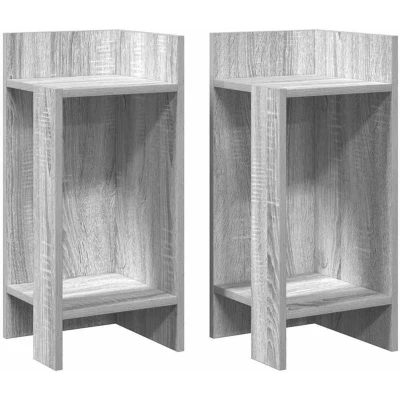 Image of vidaXL side tables 2 pcs with shelves gray wood accent for living room/bedroom modern small coffee/end storage 25.5x27x60 cm