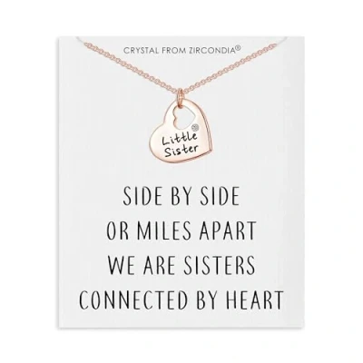 Image of Philip Jones Rose Gold Plated Little Sister Heart Necklace with Quote Card Created Zircondia® Crystals