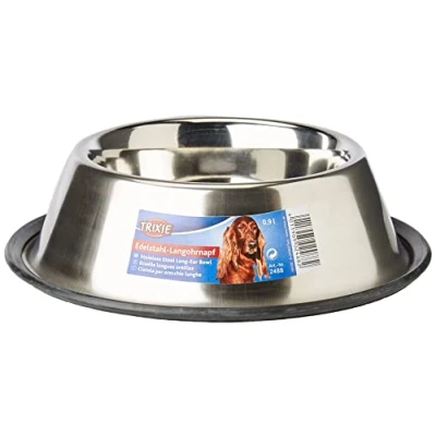 Image of Trixie Stainless Steel Long Ear Bowl, 15 cm Diameter, 0.9 Litre