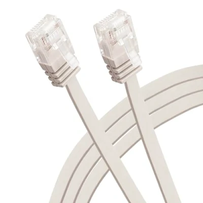 Image of Maplin Ethernet Cable 10M Beige, Flat CAT6 Gigabit UTP LAN Network RJ45 High Speed 10Gbps Compatible with Laptop, PC, CCTV, PS4/5, Xbox, Switch, Modem, Router, Smart TV, Sky Box, WiFi Extender