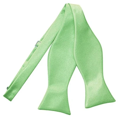 Image of DQT Men Self Tied Plain Satin Tuxedo Bow Tie Lime Green