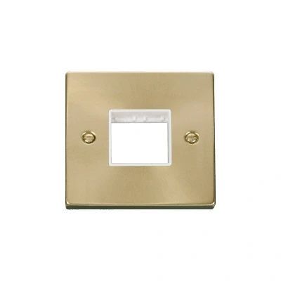 Image of Click Deco 1 Gang MiniGrid Twin Aperture Unfurnished Plate Satin Brass White Inserts