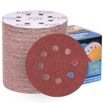 Image of 100Pcs 125mm Sanding Discs 180 Grit 8 Holes Hook and Loop Pads for Random Orbital Sander Sandpaper Sheet ALPXUXP