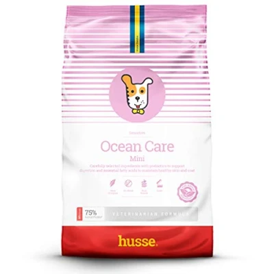 Image of Husse Ocean Care Mini Dry Dog Food Salmon Recipe, Gluten Free and Anti Itch Food, All Natural, Nutrient Rich, Balanced Nutrition for Small breeds, 7kg