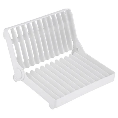 Image of Dish Drainer With Board Foldable Drying Rack Set Drip Tray Cutlery Holder Portable Dinnerware Organizer Space Saving Plastic Storage for Draining