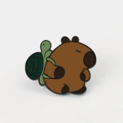 Image of Cartoon Capybara Brooch Alloy Badge Metal Pin Buckle Animal Cute Schoolbag Decoration Backpack Accessories