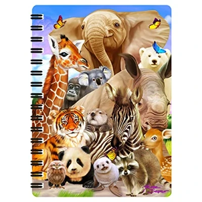 Image of 3D LiveLife Jotter Wild Smile from Deluxebase. Lenticular Safari A6 Spiral Notebook with Plain Recycled Paper Pages. Artwork Licensed Renowned Artist Michael Searle