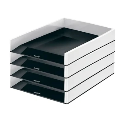 Image of Leitz A4 Letter Tray, White/Black, WOW Range, 53611095