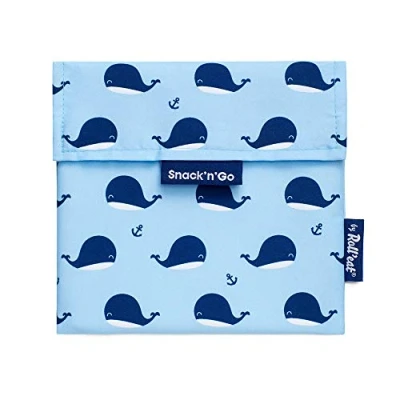 Image of Roll&#039;eat Snack&#039;n&#039;Go Animals Reusable Ecological Kids Sandwich Bag BPA Free Whales