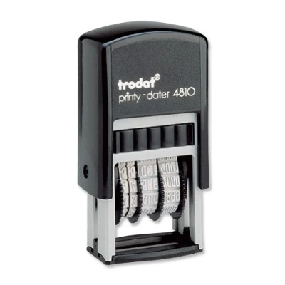 Image of Trodat Printy 4810 Self Inking Date Stamp Day, Months, (In Letters) Year Black Ink Impression Size: 20 x 3.8mm