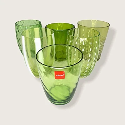 Image of Zafferano Melting Pot Set of 6 Mixed Tumbler Glasses Apple Green MP00113