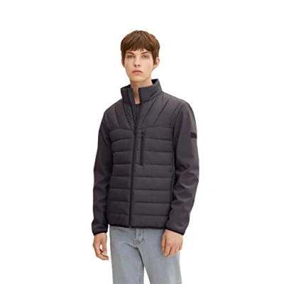 Image of TOM TAILOR Denim Men&#039;s Hybrid Quilted Jacket 1031781, 29476 Coal Grey, L