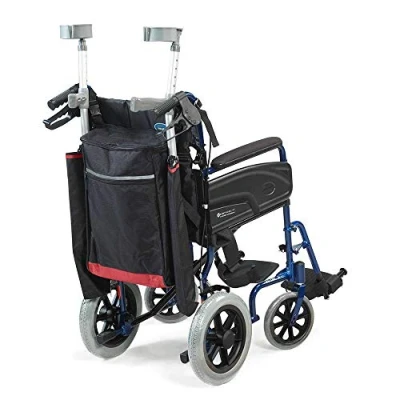 Image of NRS Healthcare Wheelyscooter Reflective Wheelchair Scooter Walking Stick/Crutch Bag, Black and Burgundy
