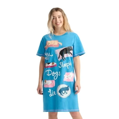 Image of Little Blue House by Hatley Women&#039;s Nightshirt Night Shirt, Let Sleeping Dogs Lie, One Size