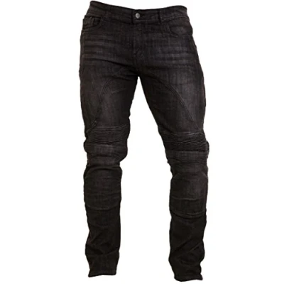 Image of Qaswa Mens Motorcycle Jeans Denim Pants Motorbike Trousers Biker Stretch Aramid Protection Lining