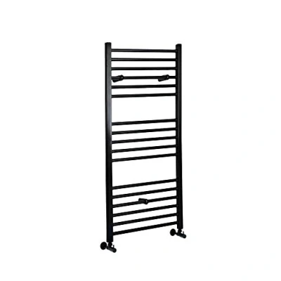 Image of Milano Nero Black Straight Bar Heated Towel Rail 1200mm x 600mm